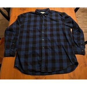 St. John’s Bay Men’s XXL Buffalo Plaid Flannel‎ Shirt Blue Black Long Sleeve